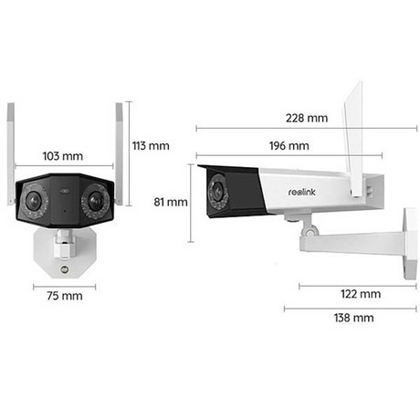Reolink DUO W730 IP kamera, 8MP 4K Ultra HD, WIFI 6, 180° snemalni kot, 2 objektiva, AI zaznavanje, barvni Night Vision, aplikacija, dvosmerna komunikacija, pametni alarm, IP67 vodoodpornost, bela