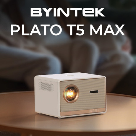 BYINTEK PLATO T5 MAX prenosni LED projektor, GoogleTV, WIFI 6, Bluetooth, 1000 ANSI lumnov, STEREO zvočniki, samodejni fokus, deljenje zaslona, max 4K UHD, USB / HDMI / AUX / RJ-45, +daljinec, bel