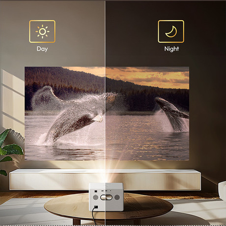 BYINTEK PLATO T5 MAX prenosni LED projektor, GoogleTV, WIFI 6, Bluetooth, 1000 ANSI lumnov, STEREO zvočniki, samodejni fokus, deljenje zaslona, max 4K UHD, USB / HDMI / AUX / RJ-45, +daljinec, bel