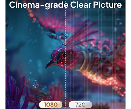 BYINTEK VEVSHAO A24 prenosni LED LCD projektor, GoogleTV, Dual WIFI, Bluetooth, 1700 ANSI lumnov, samodejni fokus, STEREO zvočniki, stojalo, max 4K UHD, USB / HDMI / AUX / RJ-45, +daljinec, črn