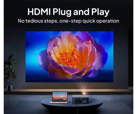 BYINTEK VEVSHAO A24 prenosni LED LCD projektor, GoogleTV, Dual WIFI, Bluetooth, 1700 ANSI lumnov, samodejni fokus, STEREO zvočniki, stojalo, max 4K UHD, USB / HDMI / AUX / RJ-45, +daljinec, črn