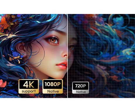 BYINTEK VEVSHAO A24 prenosni LED LCD projektor, GoogleTV, Dual WIFI, Bluetooth, 1700 ANSI lumnov, samodejni fokus, STEREO zvočniki, stojalo, max 4K UHD, USB / HDMI / AUX / RJ-45, +daljinec, črn