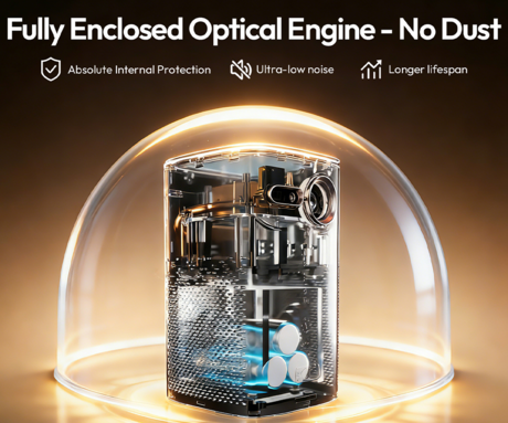 BYINTEK MAGIC X1 prenosni 3LED DLP projektor, Android TV, Dual WIFI, Bluetooth, polnilna baterija, 400 ANSI lumnov, samodejni fokus, STEREO zvočniki, max 4K UHD, USB-A / USB-C / HDMI, +daljinec, bel