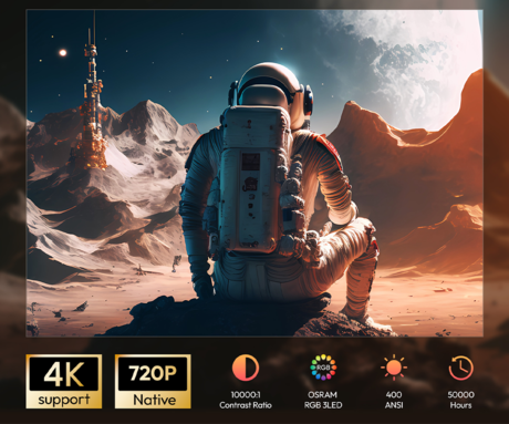 BYINTEK MAGIC X1 prenosni 3LED DLP projektor, Android TV, Dual WIFI, Bluetooth, polnilna baterija, 400 ANSI lumnov, samodejni fokus, STEREO zvočniki, max 4K UHD, USB-A / USB-C / HDMI, +daljinec, bel