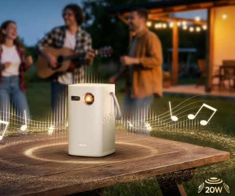 BYINTEK MAGIC X1 prenosni 3LED DLP projektor, Android TV, Dual WIFI, Bluetooth, polnilna baterija, 400 ANSI lumnov, samodejni fokus, STEREO zvočniki, max 4K UHD, USB-A / USB-C / HDMI, +daljinec, bel