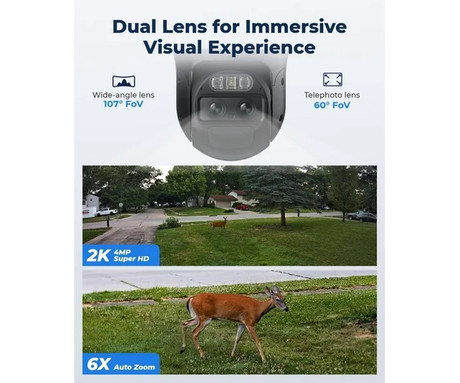 Reolink TRACKMIX B770 IP kamera +solarni panel, 4M 2K Super HD, WIFI, 2 objektiva, 355° vrtenje, 5100mAh baterija, AI zaznavanje, barvni Night Vision, aplikacija, dvosmerna komunikacija, pametni alarm