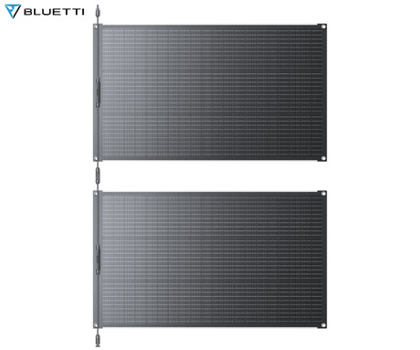 BLUETTI PV100FX prenosni solarni panel, 2 kos, 2x 100W moč, 240° upogljiva oblika, polnjenje polnilnih postaj, enostavna namestitev, UV odpornost, IP67 vodoodpornost, HPC prevleka, MC4 konektor, črn