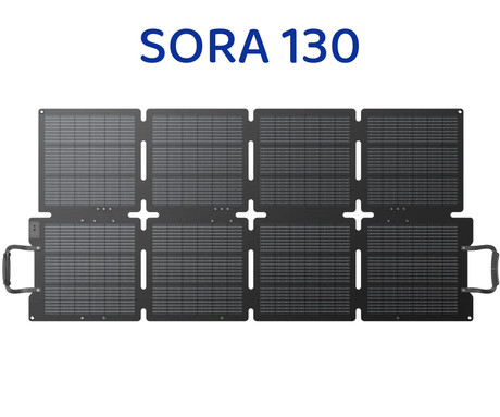 BLUETTI SORA 130 prenosni solarni panel, 130W moč, polnjenje polnilnih postaj, zložljiva oblika, stojalo, ročaj, UV odpornost, IP67 vodoodpornost, ETFE prevleka, MC4 konektor, črn