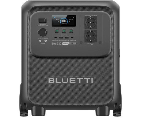 BLUETTI ELITE 320 prenosna polnilna postaja, 1800W moč, 3200Wh baterija, polnjenje / napajanje naprav, BMS sistem, TurboBoost, aplikacija, 2x AC, 1x DC 12V, 2x USB-A, 2x USB-C, zaslon, kolesa, ročaj