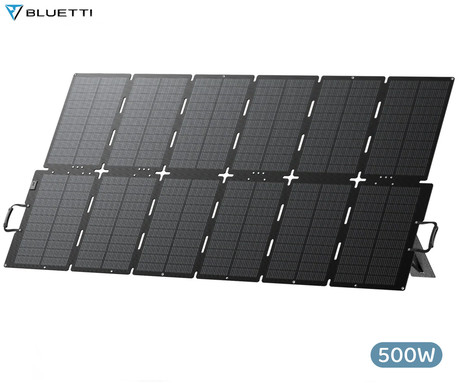 BLUETTI SORA 500 prenosni solarni panel, 500W moč, polnjenje polnilnih postaj, zložljiva oblika, stojalo, ročaj, UV odpornost, IP67 vodoodpornost, ETFE prevleka, MC4 konektor, črn