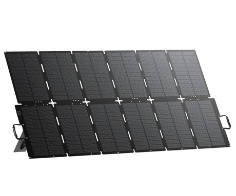 BLUETTI SORA 500 prenosni solarni panel, 500W moč, polnjenje polnilnih postaj, zložljiva oblika, stojalo, ročaj, UV odpornost, IP67 vodoodpornost, ETFE prevleka, MC4 konektor, črn
