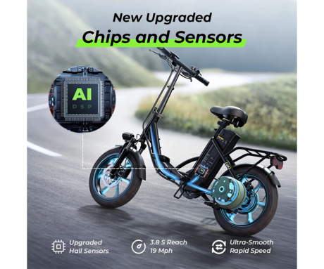 ISINWHEEL U4 električno kolo, zložljivo, 16" pnevmatike, 250W motor, 36V 10Ah 374Wh baterija, do 88km, do 25km/h, disk zavore, vzmetenje, črno