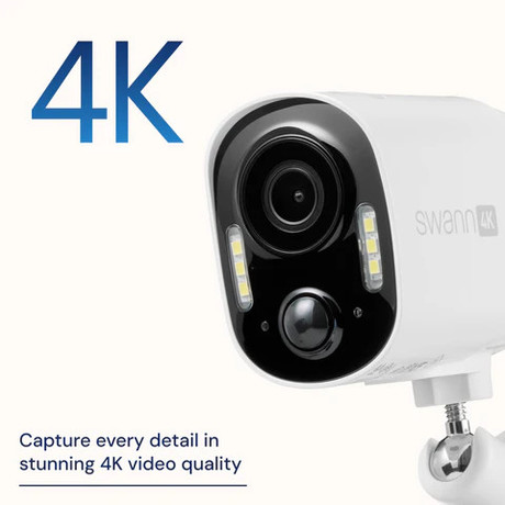 SWANN 4KXTRM Xtreem4K brezžična IP varnostna kamera, 4K UHD, WIFI, TrueDetect, 13200mAh polnilna baterija, LED reflektor, APP, Night2Day snemanje, mikrofon, zvočnik, IP65, +microSD