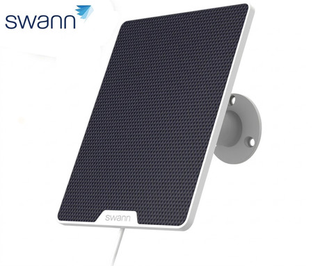 SWANN SOLAR4 solarni panel za brezžično IP varnostno kamero, za vse Swann WIFI brezžične baterijske kamere, 2.8W moč, nastavljiv kot / naklon, Plug&Play namestitev, IP65, USB Type-C, bel