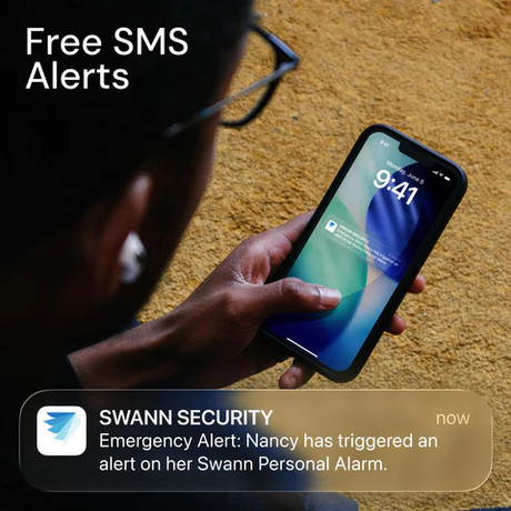 SWANN ActiveResponse osebni varnostni alarm, Gen 2, 120dB sirena / alarm, GPS sledenje, APP, pametna obvestila, Bluetooth, obesek za ključe, +CR2 baterija, moder (Aqua)