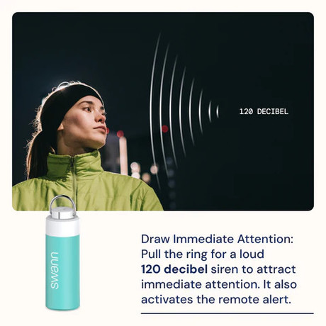 SWANN ActiveResponse osebni varnostni alarm, Gen 2, 120dB sirena / alarm, GPS sledenje, APP, pametna obvestila, Bluetooth, obesek za ključe, +CR2 baterija, moder (Aqua)