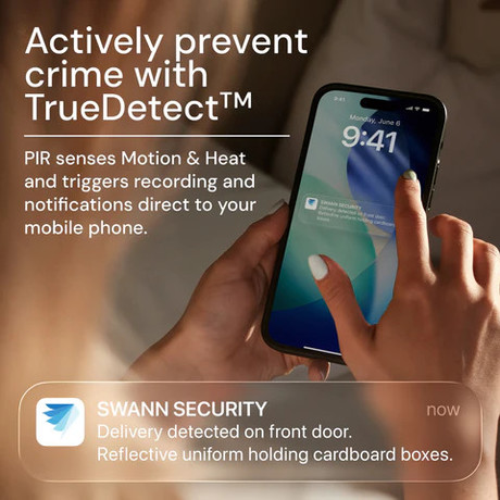 SWANN BUDDY4K pametni video zvonec, 4K UHD, WIFI, TrueDetect, SwannShield AI glasovni pomočnik, 6500mAh polnilna baterija, 165° snemanje, APP, IR Night Vision, mikrofon, zvočnik, IP56, CHIME, +microSD