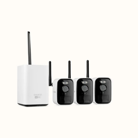 SWANN MRMINISD3 MaxRanger4K Mini brezžični varnostni sistem, 4K UHD, 3x kamera, 1x snemalna enota, WIFI HaLow, TrueDetect+, APP, Night2Day snemanje, mikrofon, zvočnik, IP66, +microSD