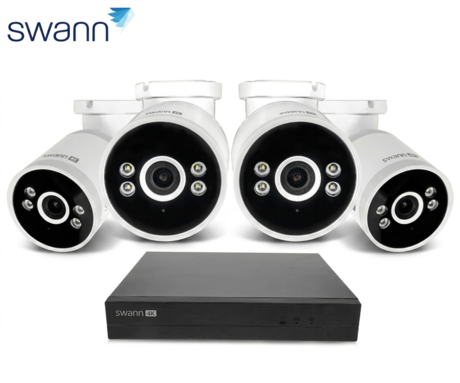 SWANN AdvancedX Series / NVR-8ADVANX / 1TB / 4x NHD-ADVANXB 4K Spotlight Bullet IP Cameras