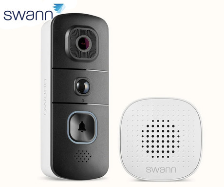 SWANN SEVDBC EVO pametni video zvonec, 2K QHD, WIFI, TrueDetect, SwannShield AI glasovni pomočnik, 5200mAh polnilna baterija, 140° snemanje, APP, IR Night Vision, mikrofon, zvočnik, IP56, CHIME