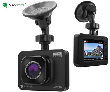 NAVITEL AR250 NV avto kamera, 2", Full HD, 140° snemalni kot, G-senzor, Night Vision, Parking Mode, zaznavanje gibanja, aplikacija, darilni bon, črna
