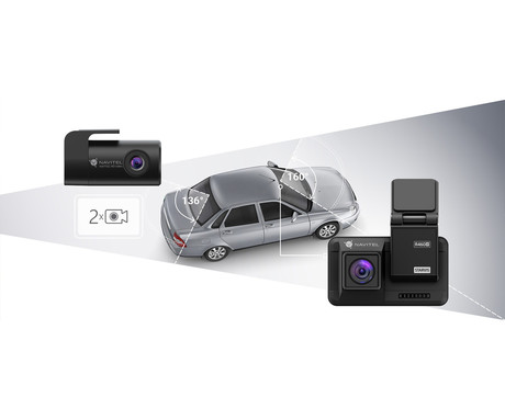 NAVITEL R460 2K avto kamera + vzvratna kamera, 2K Super HD, SONY senzor, Night Vision, G-senzor, magnetni nosilec, aplikacija, darilni bon, črna