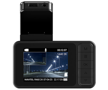 NAVITEL R460 2K avto kamera + vzvratna kamera, 2K Super HD, SONY senzor, Night Vision, G-senzor, magnetni nosilec, aplikacija, darilni bon, črna