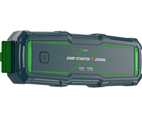 NAVITEL JS4000 3V1 zagonska baterija / jump starter, powerbank polnilna baterija, LED luč, 24000mAh, 4000A, za motorje do 10L, 10 nivojev zaščite, LCD zaslon, USB Type-C, 2x USB Type-A, črna