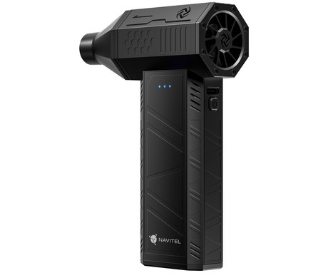 NAVITEL TF2 turbo ventilator, 120W visoka moč, 110.000rpm, 45m/s, priloženi nastavki, 3 hitrosti, 2500mAh polnilna baterija, USB Type-C, črn
