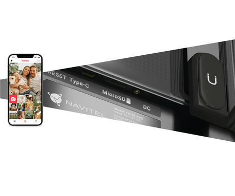 NAVITEL FR101 PRO pametni digitalni foto okvir, 25.6cm (10.1"), HD IPS zaslon na dotik, FRAMEO aplikacija, WIFI, Android + iOS, 1GB RAM, 32GB ROM, razširljiv spomin, zvočniki, stojalo, USB-C, črn