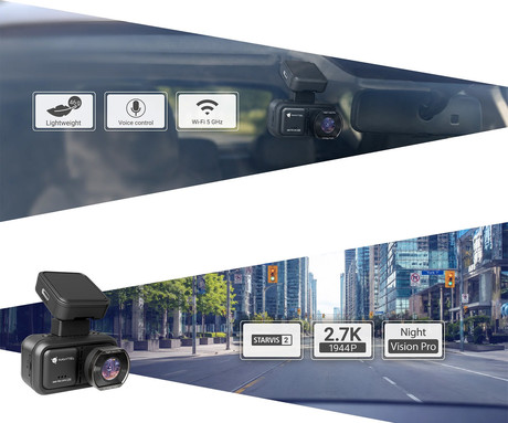 NAVITEL R88 PRO GPS avto kamera, 1.45" zaslon, 2.7K Super HD, 135° snemalni kot, G-senzor, Parking Mode, GPS, WiFi 5, SONY STARVIS 2, Night Vision Pro, aplikacija, darilni bon, črna