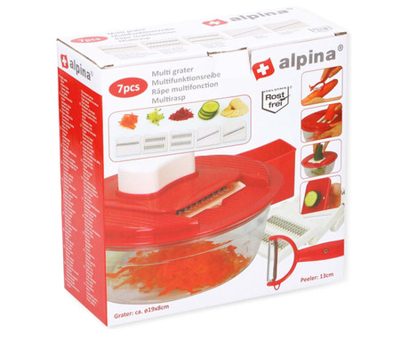 ALPINA MULTI sekljalnik hrane, večfunkcijski, ročni, rezila iz nerjavečega jekla, 200x196x92mm, rdeč ALPINA MULTI sekljalnik hrane, večfunkcijski, ročni, rezila iz nerjavečega jekla, 200x196x92mm, rdeč
