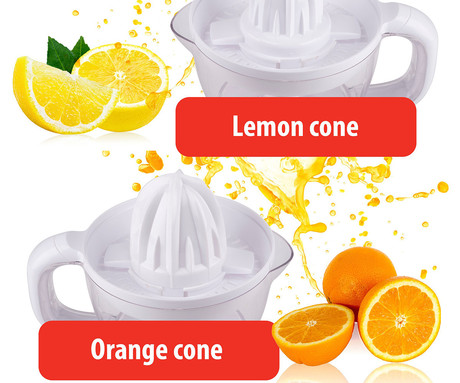 ALPINA ožemalnik citrusov / juicer, električni, 25W, 700ml, 2 nastavka, 2 smeri delovanja, odstranljiva posoda, bel