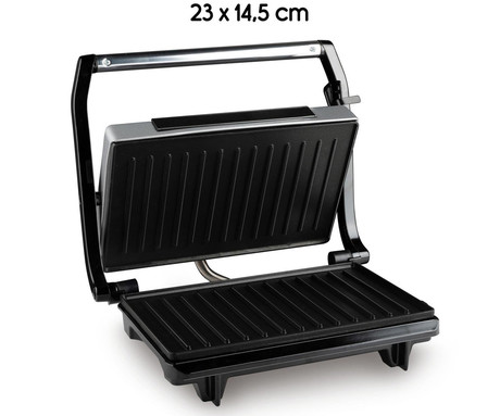 ALPINA GRILL kontaktni žar, 700W, električni, ročaj z zaklepanjem, premaz proti prijemanju, LED indikator, 26.7x22.5x7.7cm, črno srebrn
