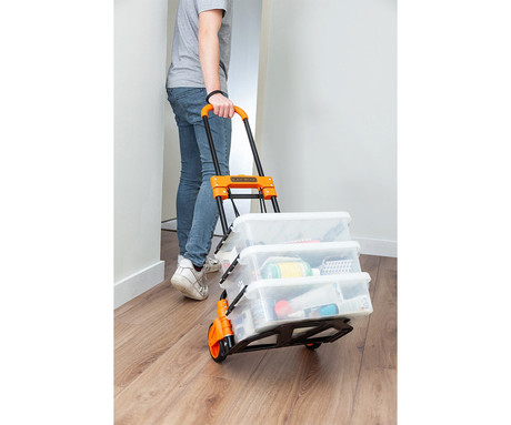 BLACK+DECKER ročni transportni voziček, zložljiv, kovinski, nosilnost do 65kg, lahka teža 3.81kg, za vse transportne potrebe, črn, oranžen