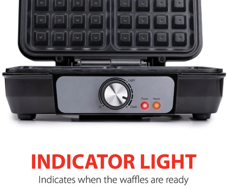 ALPINA WAFFLE aparat / naprava za vaflje, 1000W, električni, nastavljiva temperatura, premaz proti prijemanju, LED indikator, 75cm kabel, 23.7x24.7x9.7cm, črno srebrn