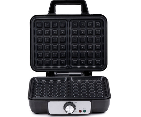 ALPINA WAFFLE aparat / naprava za vaflje, 1000W, električni, nastavljiva temperatura, premaz proti prijemanju, LED indikator, 75cm kabel, 23.7x24.7x9.7cm, črno srebrn