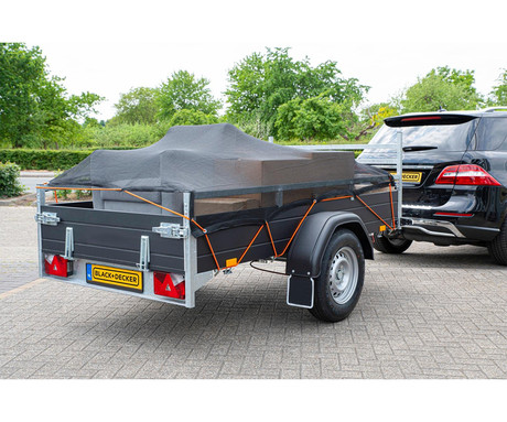 BLACK+DECKER mreža za prikolico, 2x3m, varen prevoz tovora / materiala, maksimalna varnost, elastični material, trpežna izdelava, +torba, črna