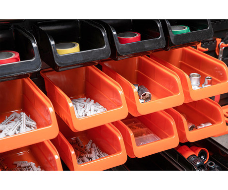 BLACK+DECKER komplet za shranjevanje / organizacijo orodja, 43 kos, različne velikosti predalov, enostavna montaža, enostavno razvrščanje / dostop, črn, oranžen