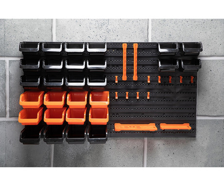 BLACK+DECKER komplet za shranjevanje / organizacijo orodja, 43 kos, različne velikosti predalov, enostavna montaža, enostavno razvrščanje / dostop, črn, oranžen