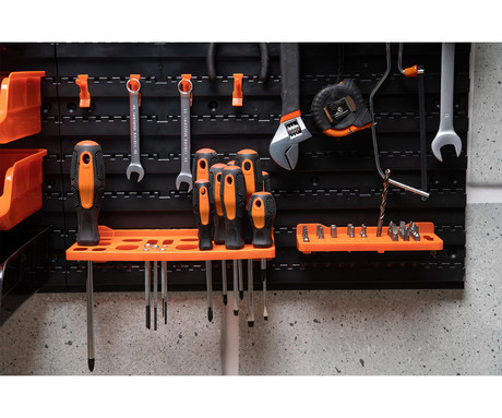 BLACK+DECKER komplet za shranjevanje / organizacijo orodja, 43 kos, različne velikosti predalov, enostavna montaža, enostavno razvrščanje / dostop, črn, oranžen