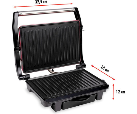 ALPINA GRILL kontaktni žar, 1000W, električni, ročaj z zaklepanjem, premaz proti prijemanju, LED indikator, 30.5x26x10cm, črno rdeč ALPINA GRILL kontaktni žar, 1000W, električni, ročaj z zaklepanjem, premaz proti prijemanju, LED indikator, 30.5x26x10cm, črno rdeč