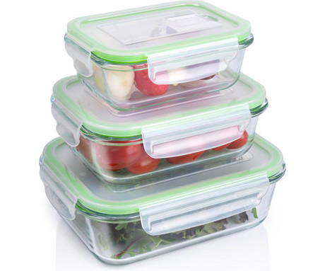 ALPINA komplet posod za shranjevanje živil in hrane, 3x posoda, 370/640/1050 ml, steklo, plastični pokrov ALPINA komplet posod za shranjevanje živil in hrane, 3x posoda, 370/640/1050 ml, steklo, plastični pokrov
