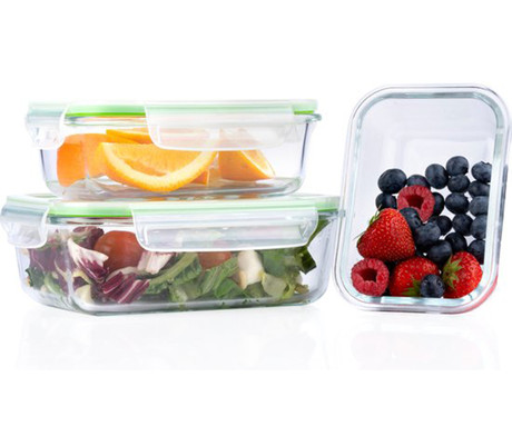 ALPINA komplet posod za shranjevanje živil in hrane, 3x posoda, 370/640/1050 ml, steklo, plastični pokrov ALPINA komplet posod za shranjevanje živil in hrane, 3x posoda, 370/640/1050 ml, steklo, plastični pokrov