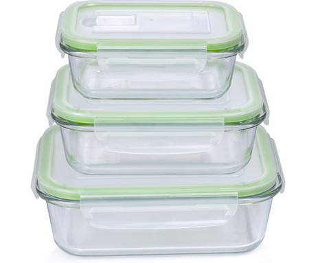 ALPINA komplet posod za shranjevanje živil in hrane, 3x posoda, 370/640/1050 ml, steklo, plastični pokrov ALPINA komplet posod za shranjevanje živil in hrane, 3x posoda, 370/640/1050 ml, steklo, plastični pokrov