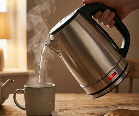 ALPINA KETTLE grelnik vode, 1.7L, 1800W, LED indikator, varnostne zaščite, samodejni izklop, 360° podstavek, nerjaveče jeklo, srebrn