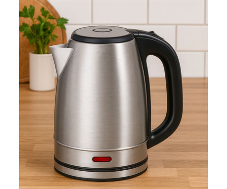 ALPINA KETTLE grelnik vode, 1.7L, 1800W, LED indikator, varnostne zaščite, samodejni izklop, 360° podstavek, nerjaveče jeklo, srebrn