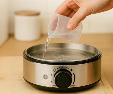 ALPINA EGG COOKER kuhalnik za jajca, 400W, električni, do 7 jajc, 3 stopnje kuhanja, nastavljiv časovnik / timer, snemljiv pladenj, LED indikator, 18x18x15cm, črno srebrn