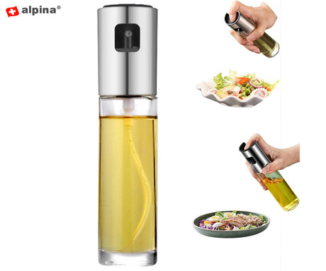 ALPINA razpršilec olja, 100ml, natančen nanos olja, enostavno polnjenje / čiščenje, 185x42x42m, črn, srebrn