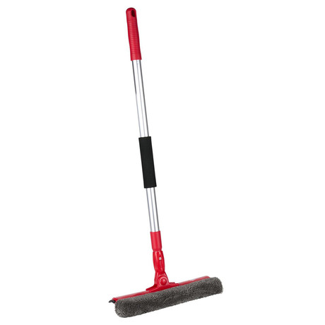 DIRT DEVIL 2V1 metla / brisalec za čiščenje stekla, strgalo, krpa, teleskopski ročaj od 68-116cm, srebrna, rdeča